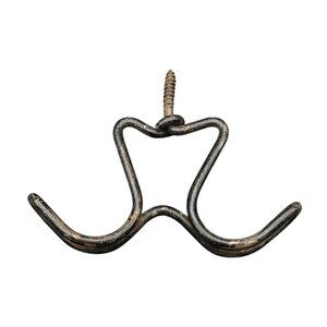 Vintage Black Metal Double Hook Wall Mount Hanger With Screw